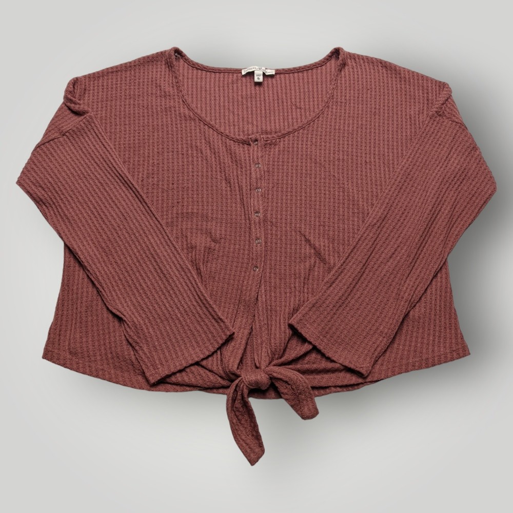 Express One Eleven Women's XL Red Cropped Tie Bottom Knit Cardigan Sweater